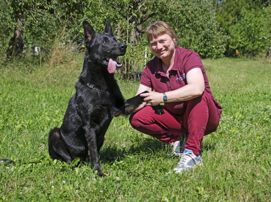 Vet Iris with German Shepherd Dog
